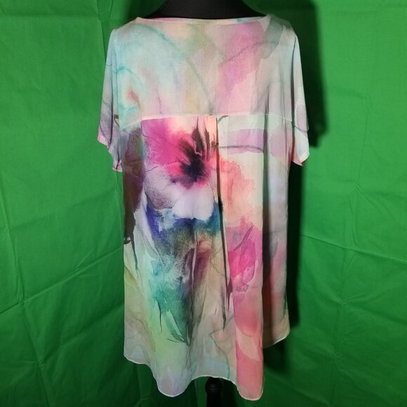 Avenue Tunic Blouse Womens Plus Size 14/16 Pastel Colors Jewels Floral Lined - Picture 3 of 7